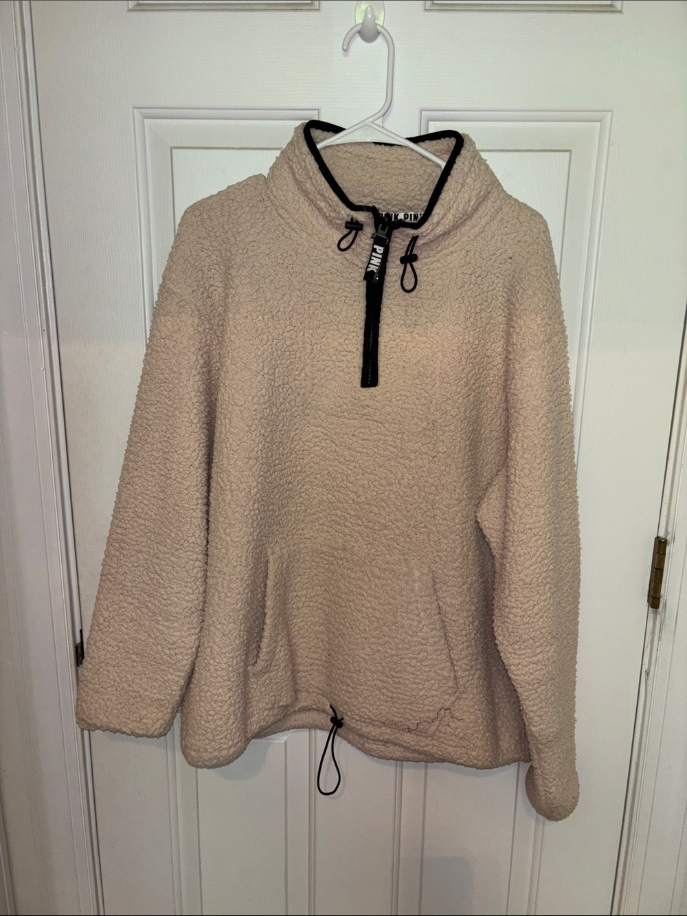 Victorias Secret Pink Cozy Sherpa Pullover Sweater - Cream XL